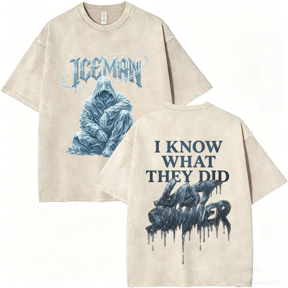 T-shirt Grafica Album ICEMAN Rapper Drake Vintage Lavato Uomo Donna Moda Hip Hop Oversize T-shirt Maschile Casual T-shirt in Cotone