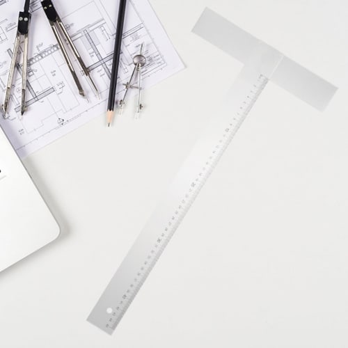 NUOLUX T-Square Ruler, Slide Ruler, Drafting Ruler, Measuring Ruler, 17.72 Inch/45cm, Acrylic Design Drafting Tool, Drawing Tool for Students and Prof