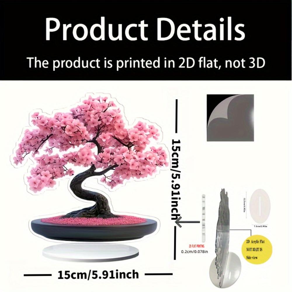 Acrylic Material, Cherry Blossom Tree Decoration - Black Branches Matching Bright Pink Flowers,home/office Desk Decoration, Modern Floral Art