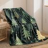 1pc Flannel Fleece Throw Blanket Green Christmas Tree Print Soft Warm Comfort for Sofa Bed Office All-Season Anti-Allergen
