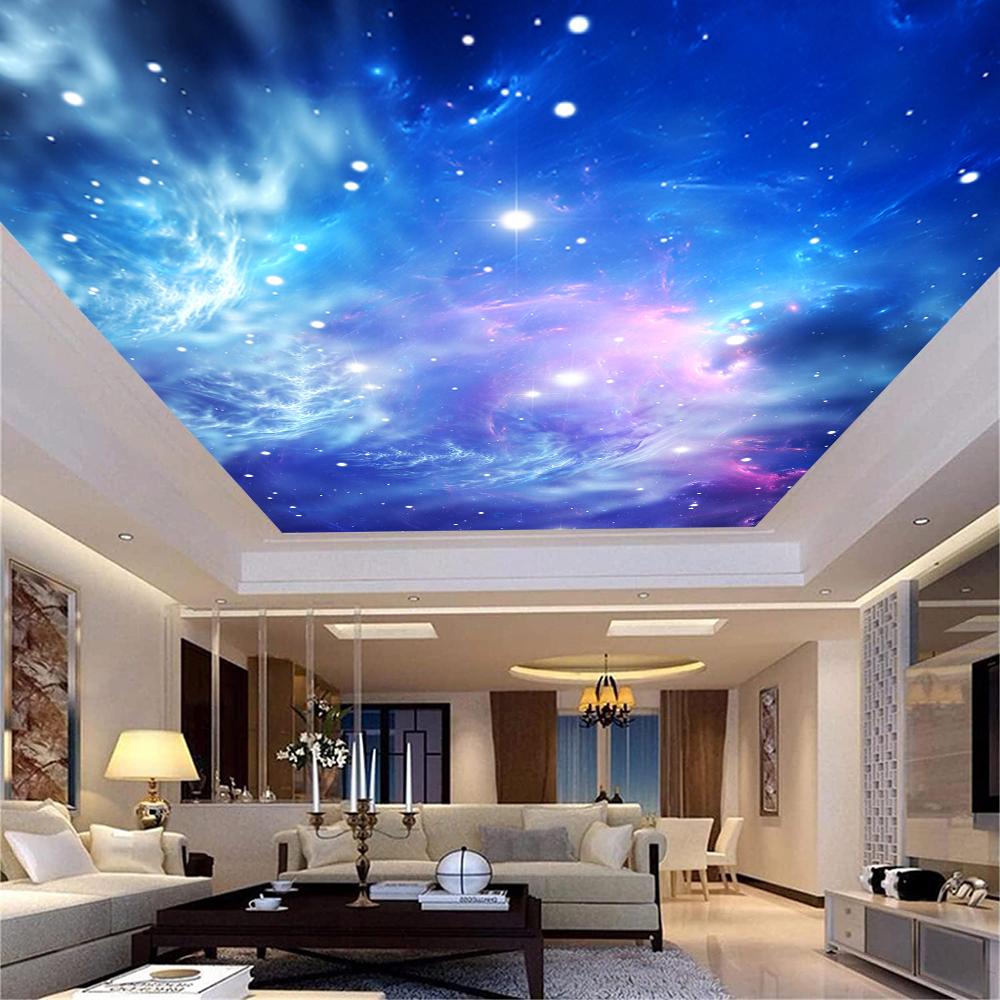 Space Themed Wallpaper Galaxy Stars Ceiling Wall Murals Living Room Bedroom Galaxy Ceiling Mural