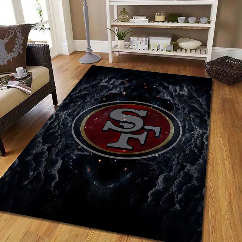 San Francisco 49ers Flanellmuster Quadratischer Teppich, Läufer, Teppich für Wohnzimmer Schlafzimmer Sofa Spielzimmer Dekor, Rutschfeste Fußmatte