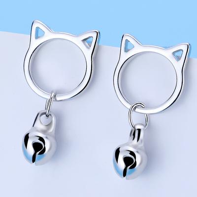 Women's Versatile Student Cute Cat Bell Earrings