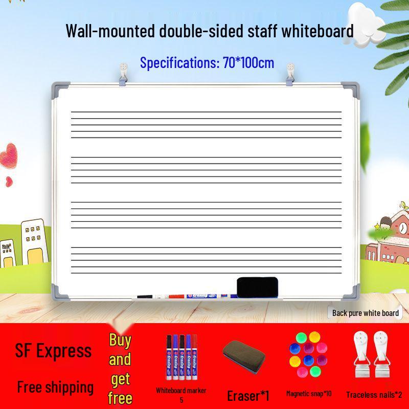 Dual-Sided Magnetic Music Staff Whiteboard - Wall-Mounted Teaching & Training Board