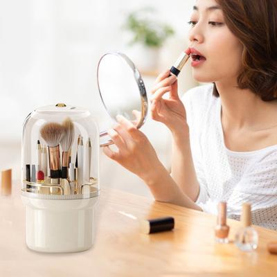 Depozitare Găleată rotativă de machiaj Economisește spațiu cu mai multe fante Suport perie pentru cosmetice cu capac Acasă