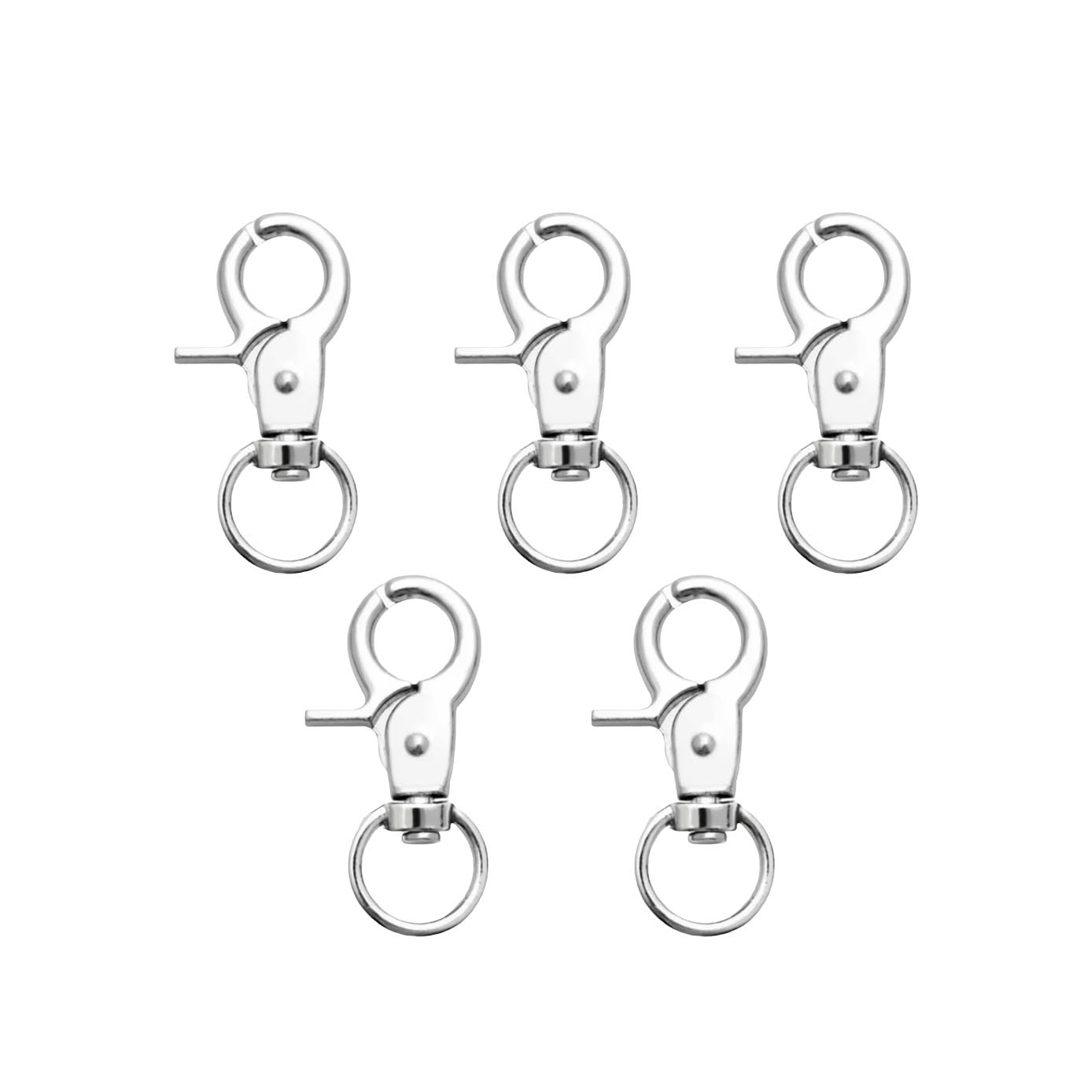 Keychain Metal Fittings, Set of 5, 2.4 inches (6 cm), Snap, Trigger Snap Hook, серебряный