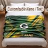 Green Bay Packers Printed Flannel Blanket Custom Name Text Soft Warm Throw For Bedroom Holiday Gift