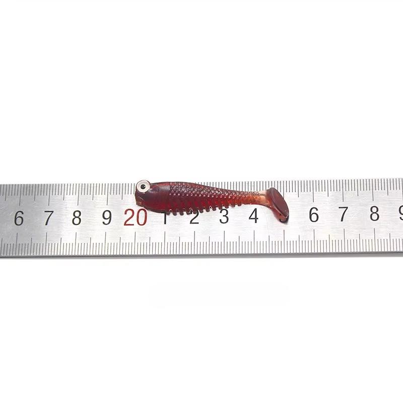 5pcs Glow in The Dark Soft Lure Baits 5cm 1.3g Realistic T-Tail Fish Imitation for Night Fishing Sea River Fishing Tackle Gear