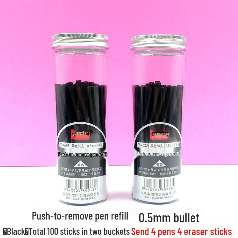 Press To Advance Friction Erasable Gel Pen Refill, 0.5mm Bullet Tip, Crystal Blue Black