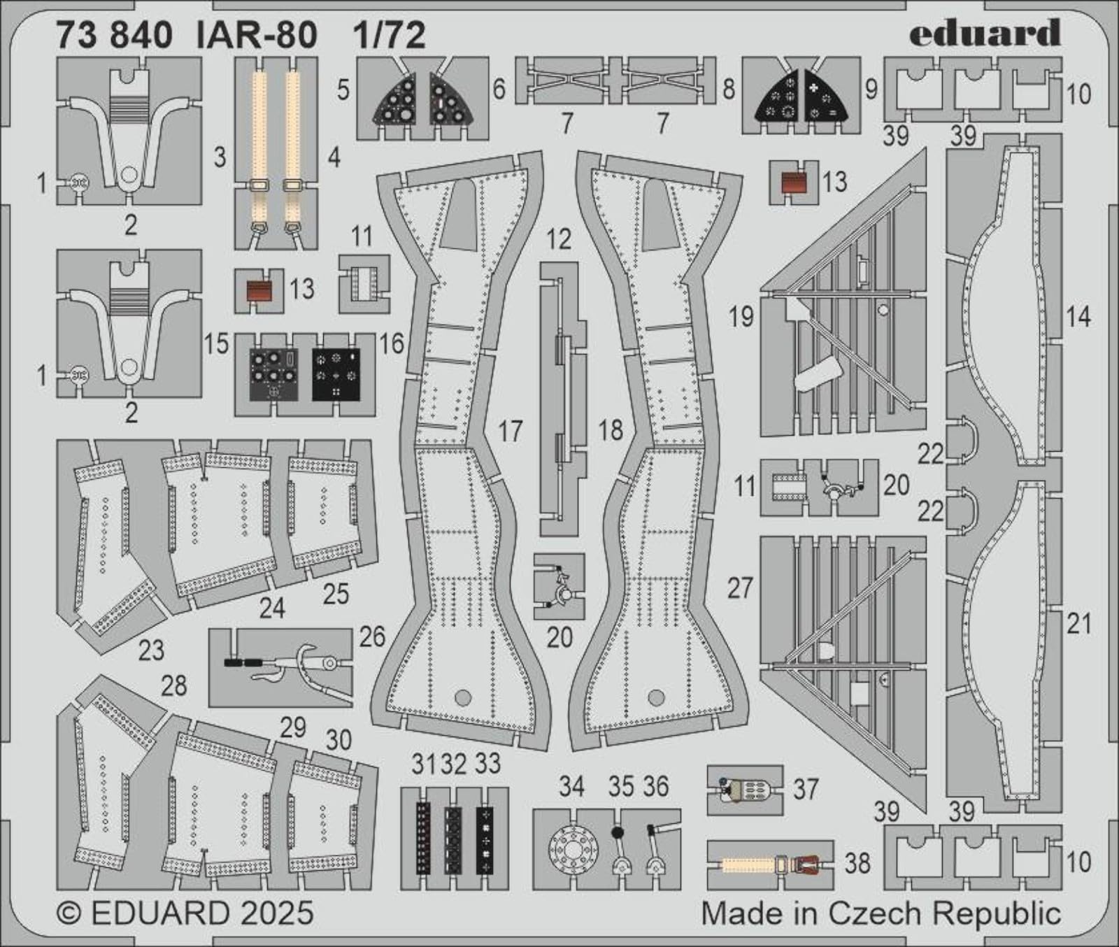 

Детали Eduard Пластиковые детали модели EDU73840 1/72 IAR-80 Фототравление (для ИБГ) (Самолет)