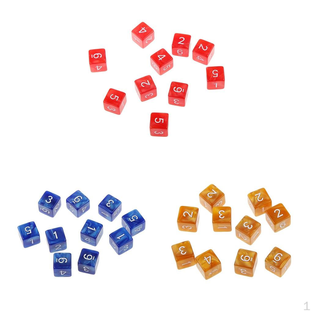 30pcs Acrylic D6 s 6 Sided for Family Table Game Role Play Party Toys Props