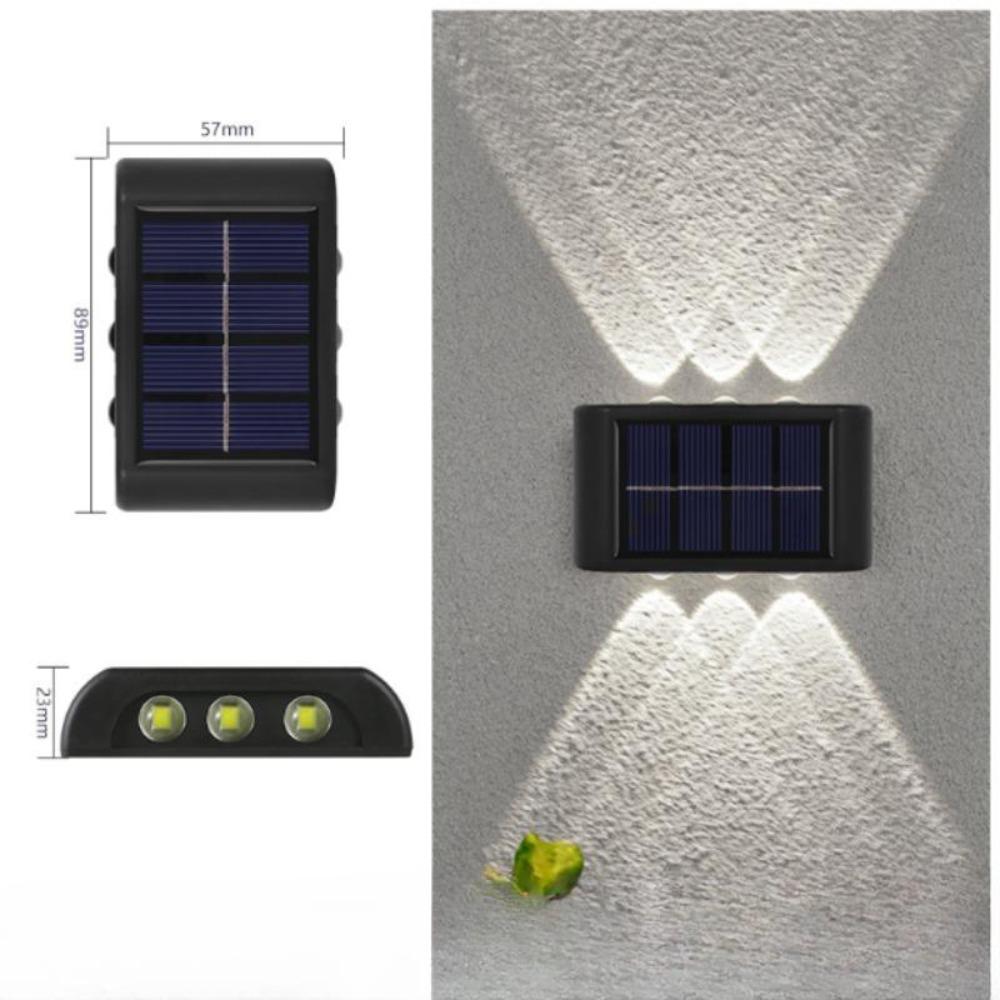 4/6/8LED Outdoor Solar Wall Lamp Up and Down Luminous Light for Garden Fence Decoration Waterproof Solar Powered Lamp