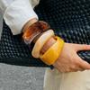 Fashion Irregular Amber Smudged Acrylic Bracelet, Exaggerated Geometric Glossy Resin Bracelet