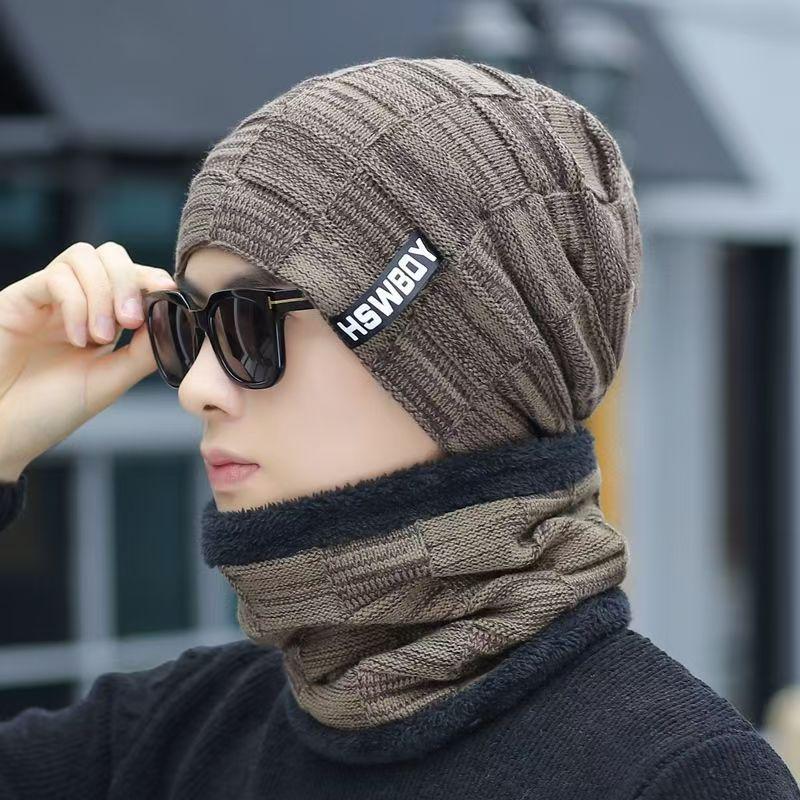 Men's Korean Style Winter Knitted Wool Hat - Trendy, Thick Velvet, Warm Cycling Cap