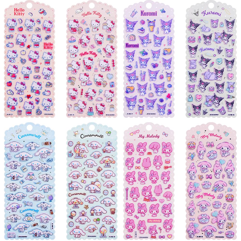New Sanrio 3D Three-dimensional Cute Stickers Hello Kitty Kuromi Melody Decorative Cups Book Creative Rewards Bubble Stickers