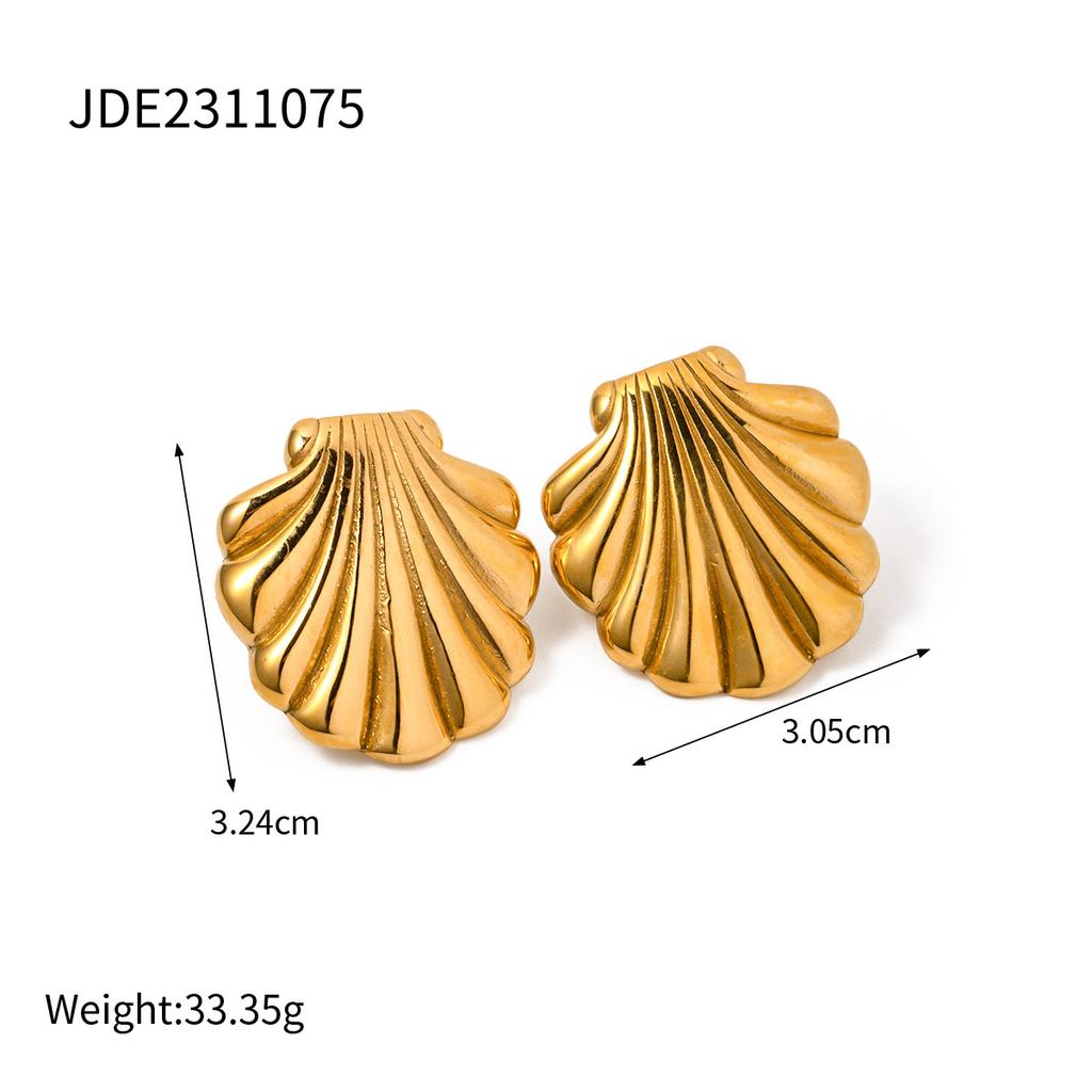 Summer new shell series stainless steel earrings ins Internet celebrities with the same beach wind premium titanium steel earrings