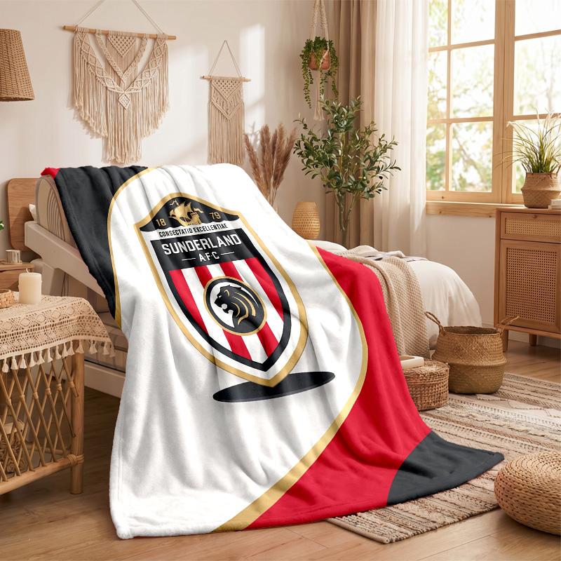 Sunderland Football Print Flannel Blanket Soft Warm Sofa Bed Throw Blanket For Home Office Bedroom