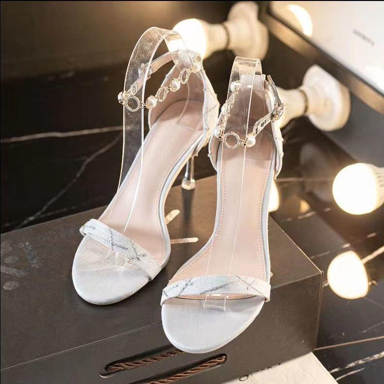 Fashion Pearl Stiletto Sandals for Women High Heels Woman Shoes Cheap Liquidation 2025 Trending on Offer Vintage Comfort Original Sandal
