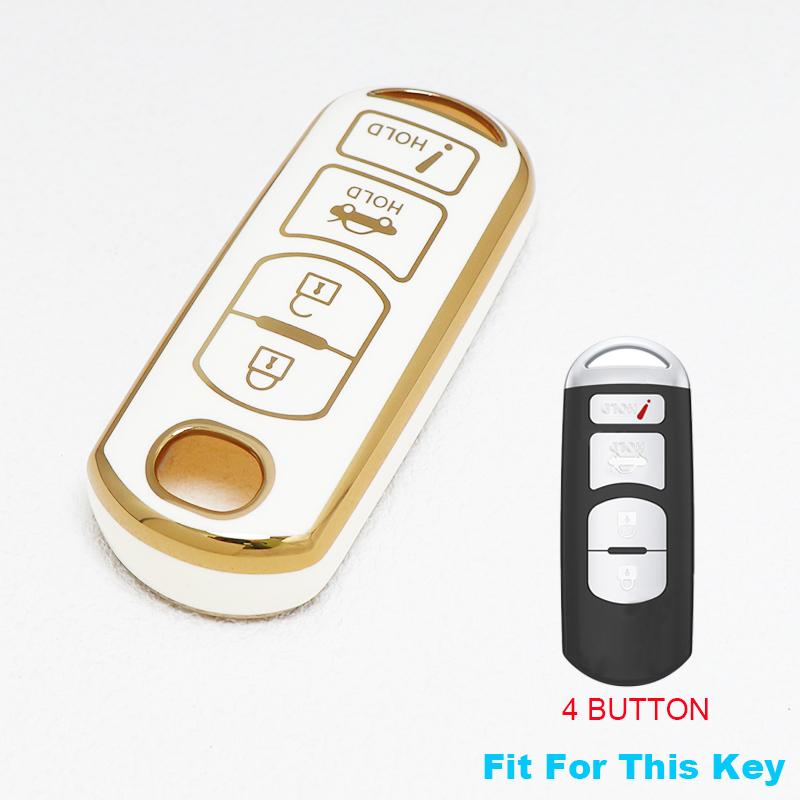 Gold Edge Tpu 4 Buttons Shell Fob Holder Bag Remote Car Key Case Cover For Mazda Cx-7 Cx-9 Axela Atenza 2 3 5 6 7 Cx-3 Cx-4 Cx-5