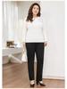 Plus Size Fleece-Lined Black High Waist Pants for Women - Stretchy, Casual, Perfect for Autumn and Winter. Ideal for Middle-Aged and Elderly Ladies.