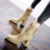 High Heels Kurze Stiefel Damenmode Schuhe Herbst Winter Chunky Heels Wasserdicht Karree Übergröße Stiefeletten D471