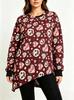 European Halloween Heart Pumpkin Print Long Sleeve with Ribbed Cuffs and Irregular Hem (2026 Style)