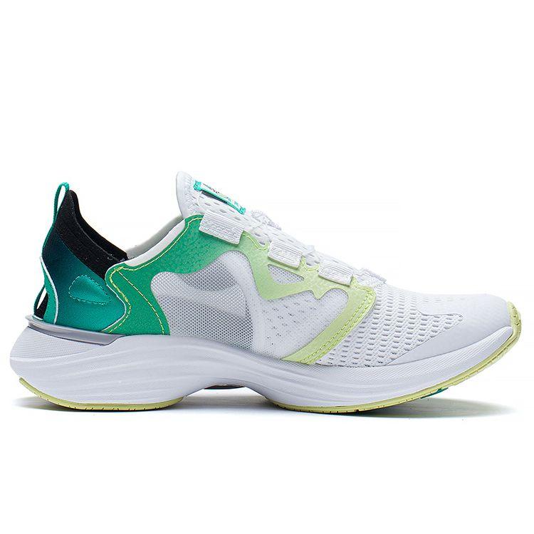 Li Ning Pantofi sport pentru copii Canglan Probar Loc, ușori, cu absorbție a șocurilor, antiderapanți, cu talpă joasă, sport pentru copii, alb, verde, YKFS022-51