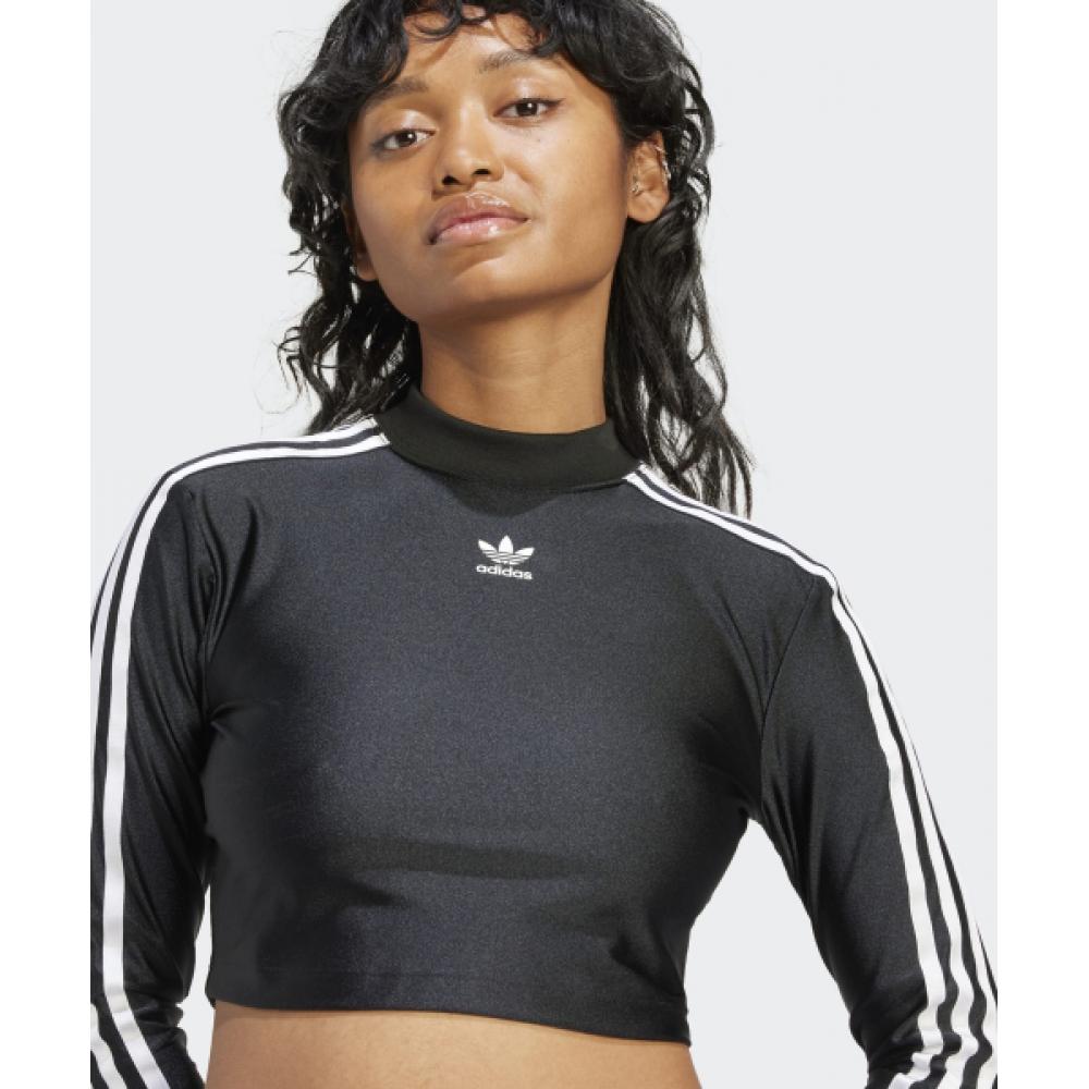 Adidas 3s Cropped Long Sleeve Tee Black Iu2428