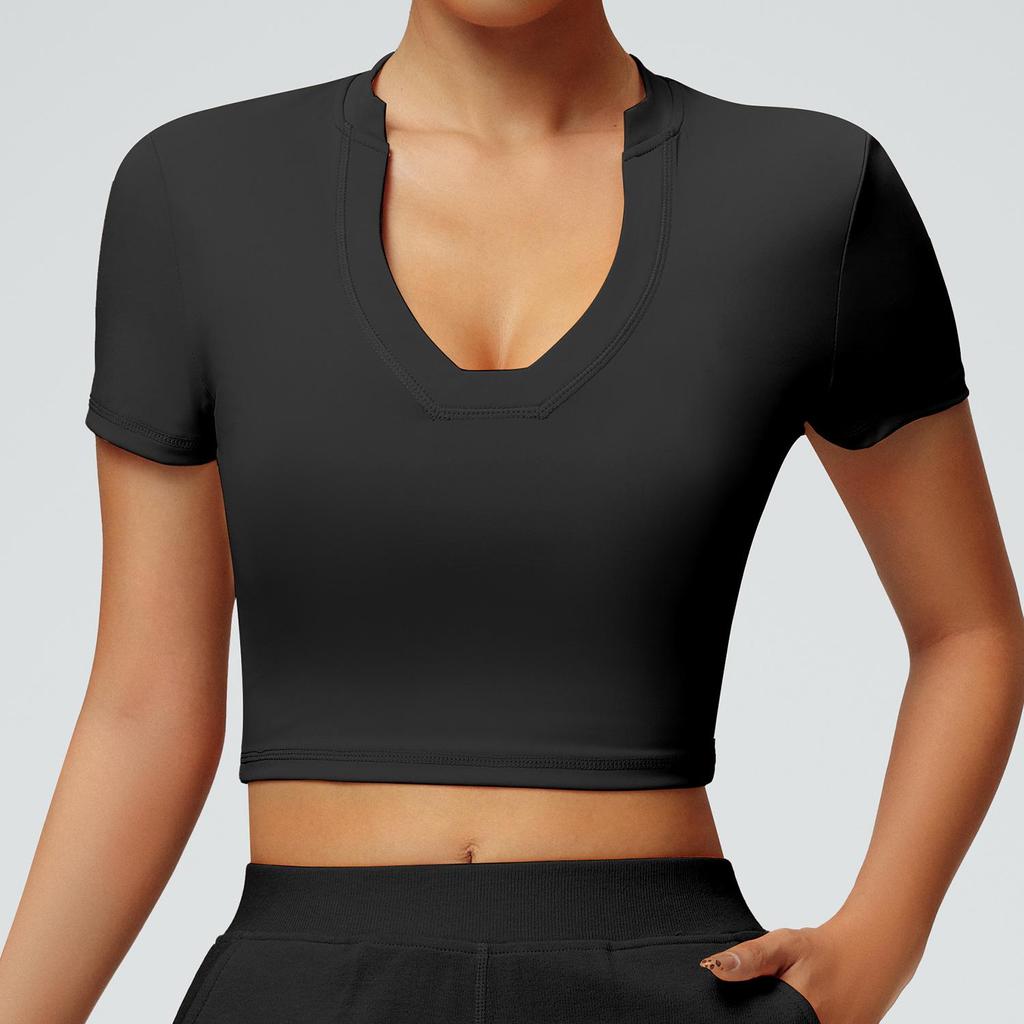 Cross-Border Slimming Nude Short-Sleeve Yoga & Sports T-Shirt