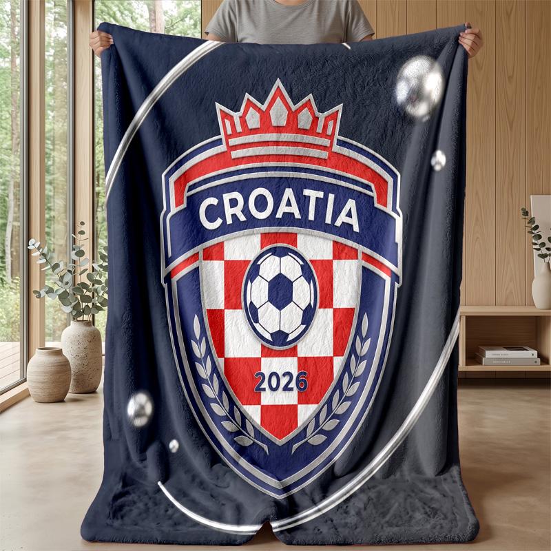 Kroatien Fußball Aufdruck Flanelldecke Hautfreundlich Warm Dekorativer Überwurf für Innen Couch Bett Tägliche Nutzung