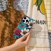 Turquoise Floral Art Print Phone Case for IPhone 17AIR 16E 16 15 14 13 12 11 17 Pro Max Plus Double-layer Back Cover