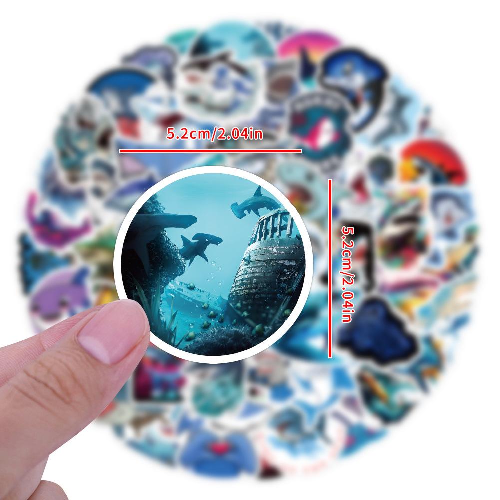 120 New Shark Cartoon Graffiti Stickers Decorative Skateboard Water Cup Hand Tent Waterproof Stickers