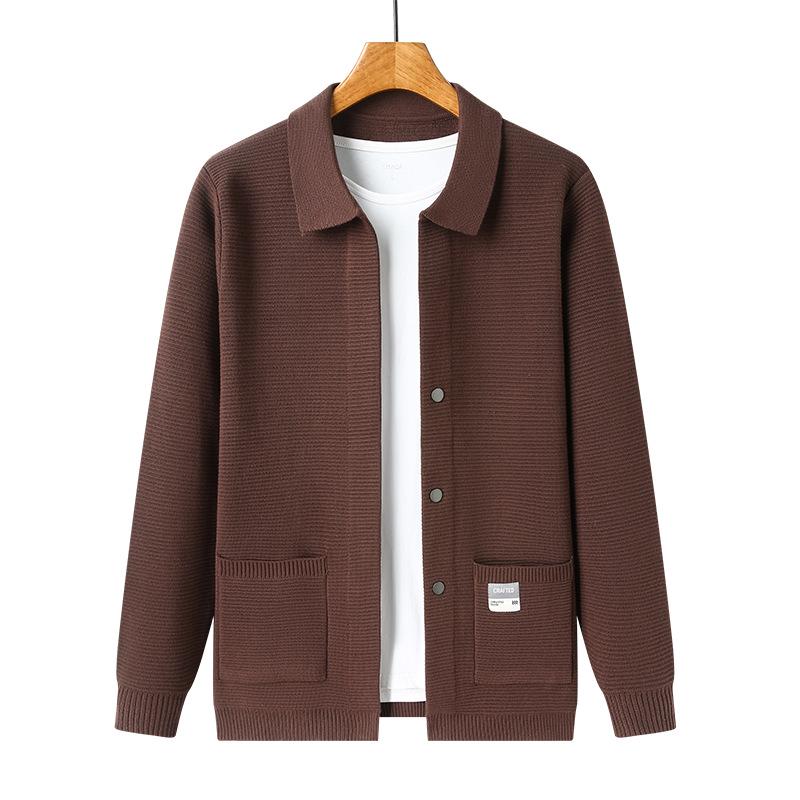 Men's Korean Style Slim Fit Knit Lapel Cardigan Sweater - Spring & Autumn Casual Trendy Jacket