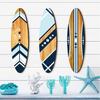 3 Pcs 12 Inch Large Nautical Surfboard Wall Art Wooden Surfboard Hanging Coastal Sign for Living Room Bedroom Home Decor