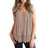 Women Vest Sleeveless Round Neck Lace Hem Solid Color Plus Size