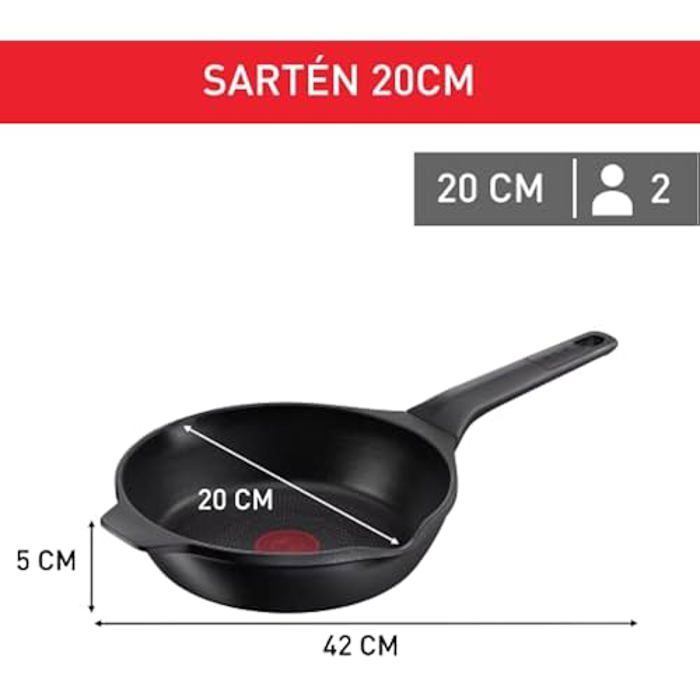 Poêle en fonte d'aluminium Tefal Aroma On 20 cm - Revêtement titane antiadhésif - Tous feux sauf induction