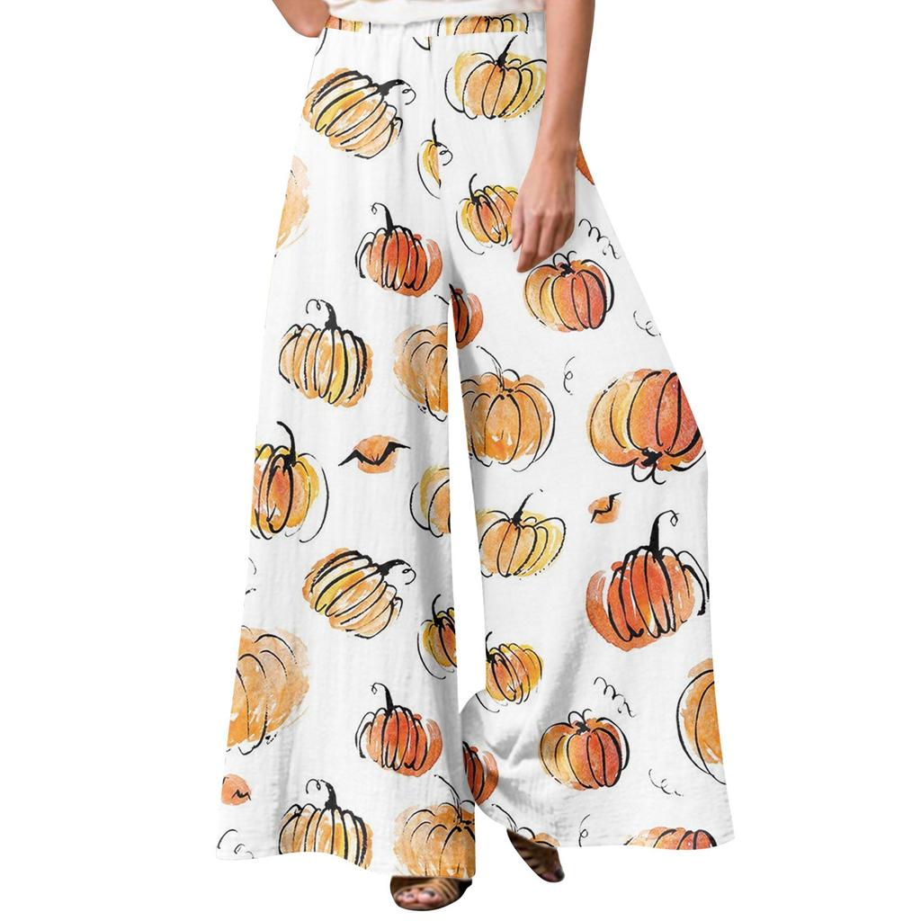 Dámské zimní tepláky Halloween potištěné ležérní kalhoty Dámské fleecové tepláky široké rovné kalhoty