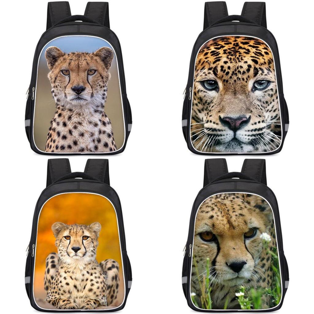 Large Capacity Lightweight Oxford Cloth Backpack For Kids School Leopard Print