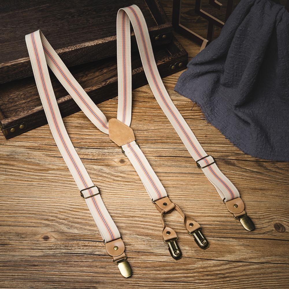 British Style Suspenders for Men Retro Stripe Suspender Clip Simple Y-Type Suspenders  Gift