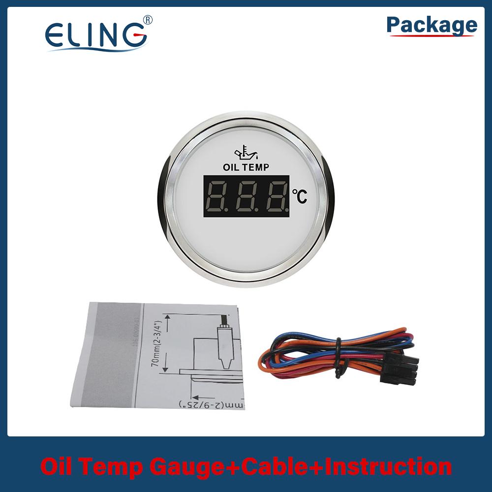 ELING 52mm (2'') Engine Oil Temp Gauge Temperature 50-150℃ with Red Backlight for Motorcycle Truck Vessels 12V 24V
