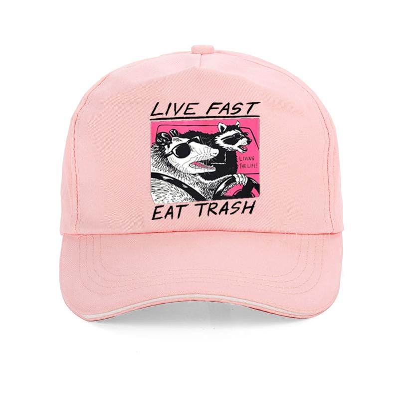 Live Fast Eat Trash Hat Fashion Design Unisex Women Baseball Cap Harajuku Summer Sun Cool Bonnet Adjustable Golf Snapback Hats