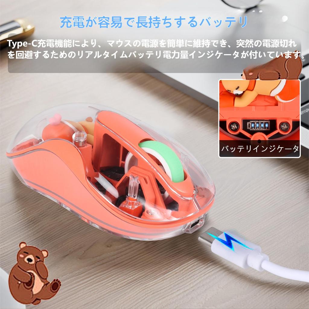 Wireless Bluetooth DPI Dual Transparent Magnetic LED Power 5 400 mAh Lightweight and Compact Mouse, Type-C Rechargeable, 2.4Ghz, 4-Level Adjustment,