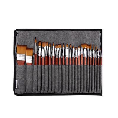 Pinselset Öl Aquarell Künstler Acryl Holzstab Malpinselset mit Leinwandtasche 25-teiliges Set HB‑8620BB