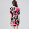 Summer Women Fashion Elegant Short Sleeve Flower Print Mini Short Office Business Pencil Dresses