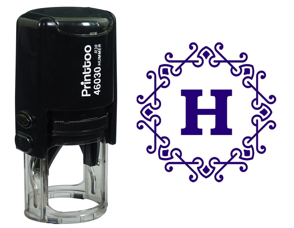 Printtoo Alphabet H Monogram Octagon Celtic Swirl Frame Self Inking Rubber Stamp Office