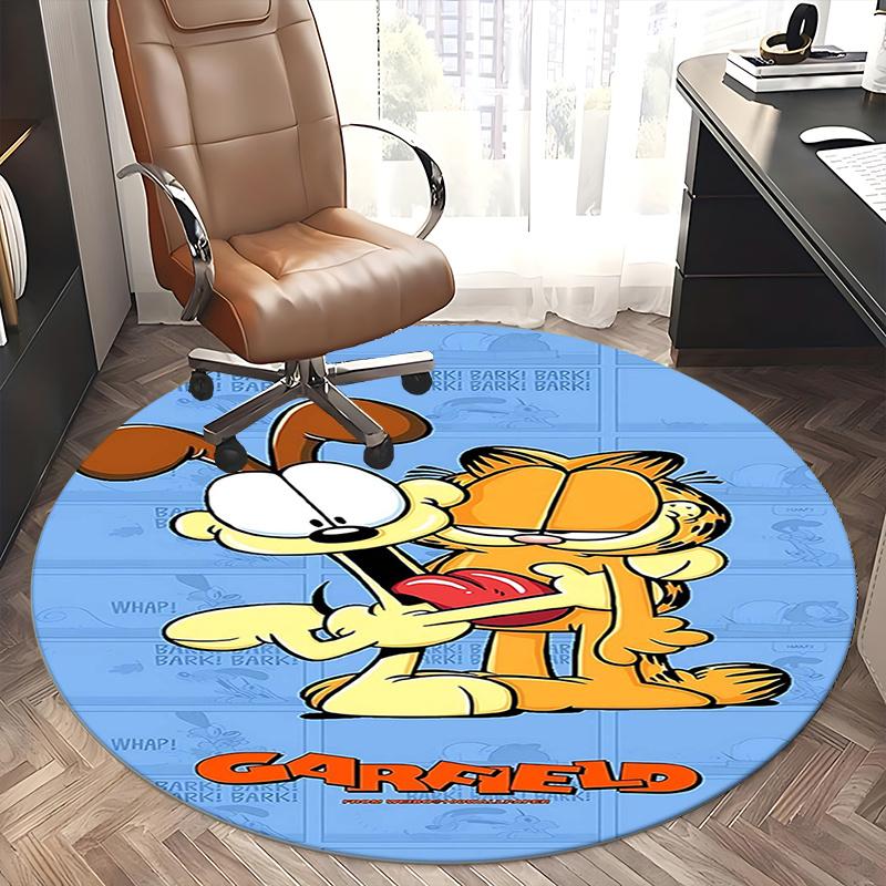 Garfield,Dog Chair mat Round Rug Office carpet, Machine Washable, Non slip, Suitable for Living Rooms, Bedrooms