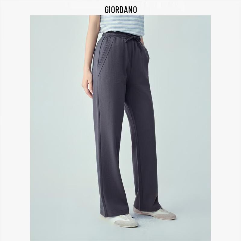 Giordano Women s Spliced Pocket Pure Cotton Casual Sweatpants L