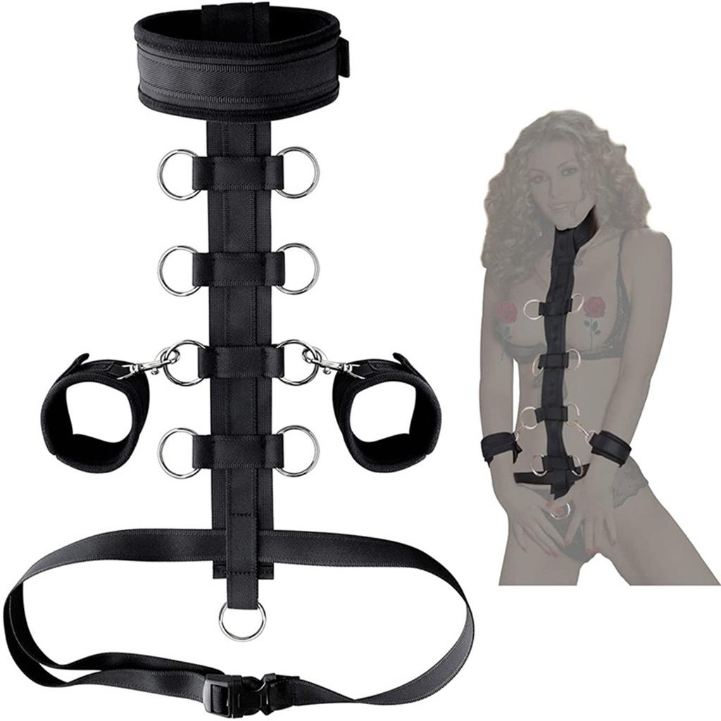 Woman Handcuff Sex Toy  Hand Restraints Sextoy Kits Adjustable Neck Collar SM Slave Role Play Bandage Adult Couple Erotictoy