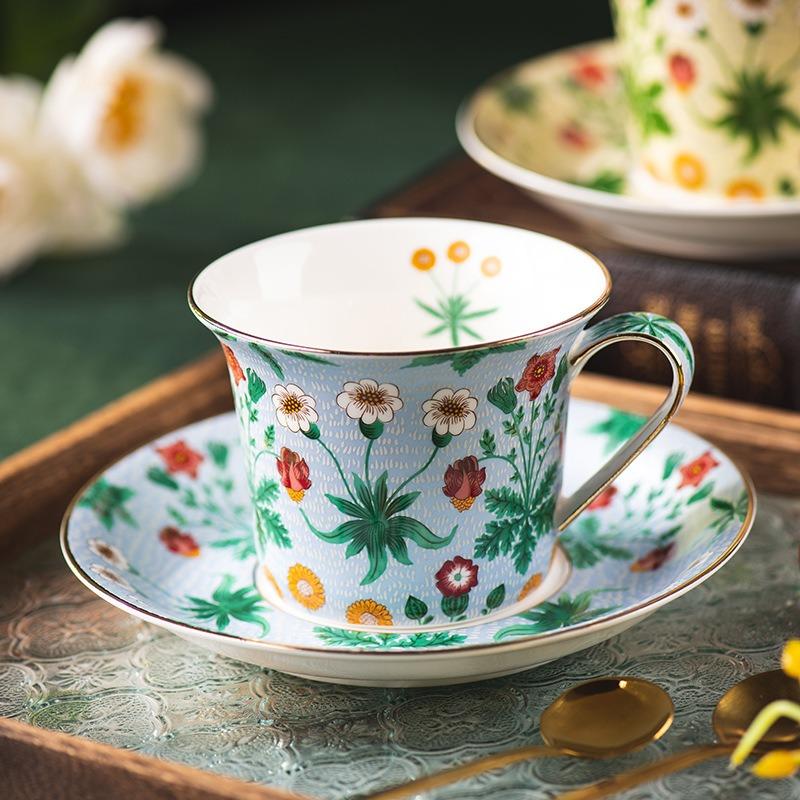 Ceramic Bloom Coffee Cup Gift Box High Value Cup Saucer Set Household Afternoon Tea Tea Set Coffee Cup