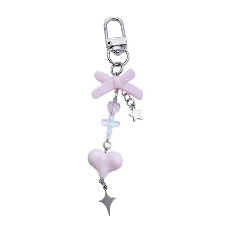 Modischer Herz-Schmetterling-Schleifenknoten-Anhänger Süßes Handy-Lanyard Taschen-Dekoration Tragbares Hänge-Lanyard für Mädchen Frauen